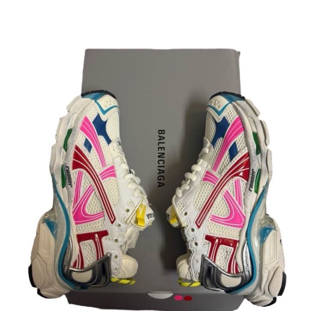 Balenciaga Runner Track Sneakers Platform White Pink Red IT39 W39 Women Trainers - Picture 3 of 9